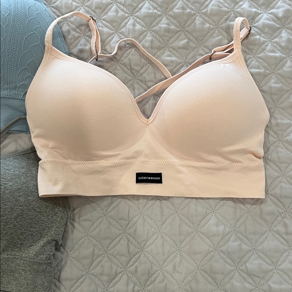NEW. Never been worn Lucky Brand Women's Bra Trio - Blue, Pink, Gray all medium - Picture 2 of 6
